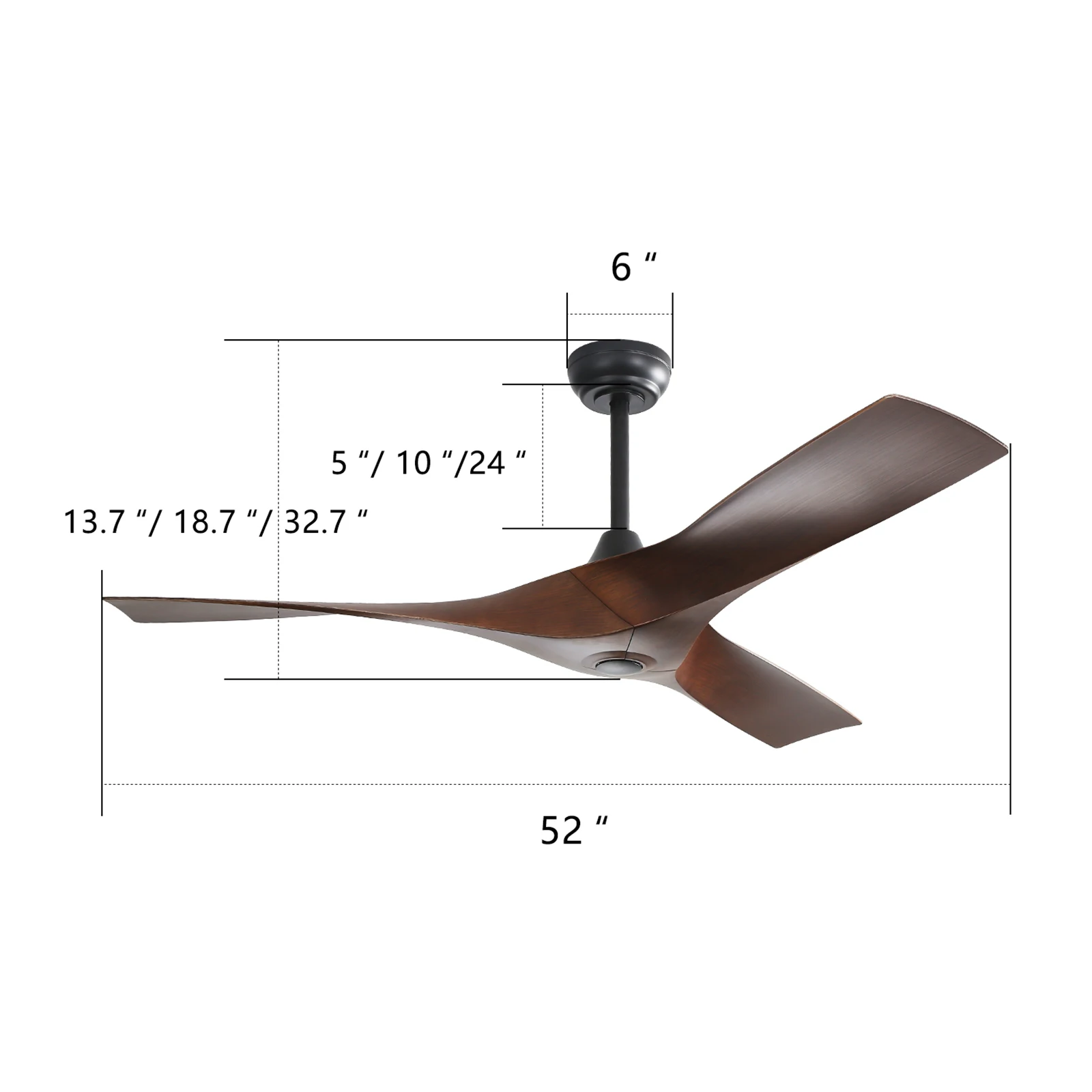 Sofucor-Ventilateur de plafond moderne avec télécommande, DC 6 vitesses, vent élevé, 52 pouces