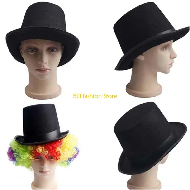 Y5GC Lustige Party Schwarzer Zylinderhut Dress Up Kutschenfahrer Viktorianische Jazzkappe für Erwachsene Kostümparty für