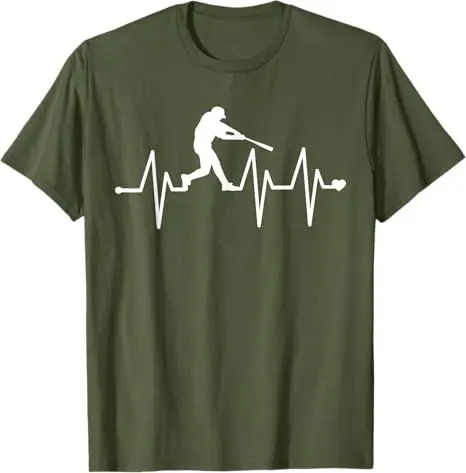 Baseball Heartbeat Pulse Shirt - Funny Baseball Outdoor T-Shirt Y2k Sportswear Men Clothing Humor Novelty Gift Short Sleeve Tee