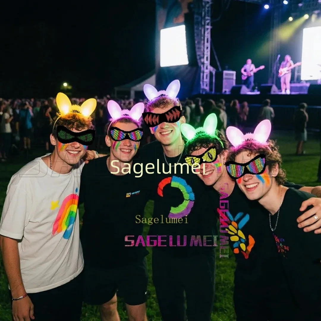 Kacamata LED Devil's Eye 2025 Kontrol Aplikasi Lampu Menyala untuk Pesta Koneksi Bluetooth Kontrol Aplikasi Dapat Diprogram DIY Teks Grafiti Animasi