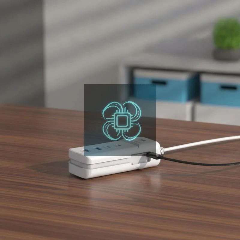 4 Port 66W PD Power Strip Retractable Cable 2USB 2PD Antistatic Fast Charging Station for Travel Work