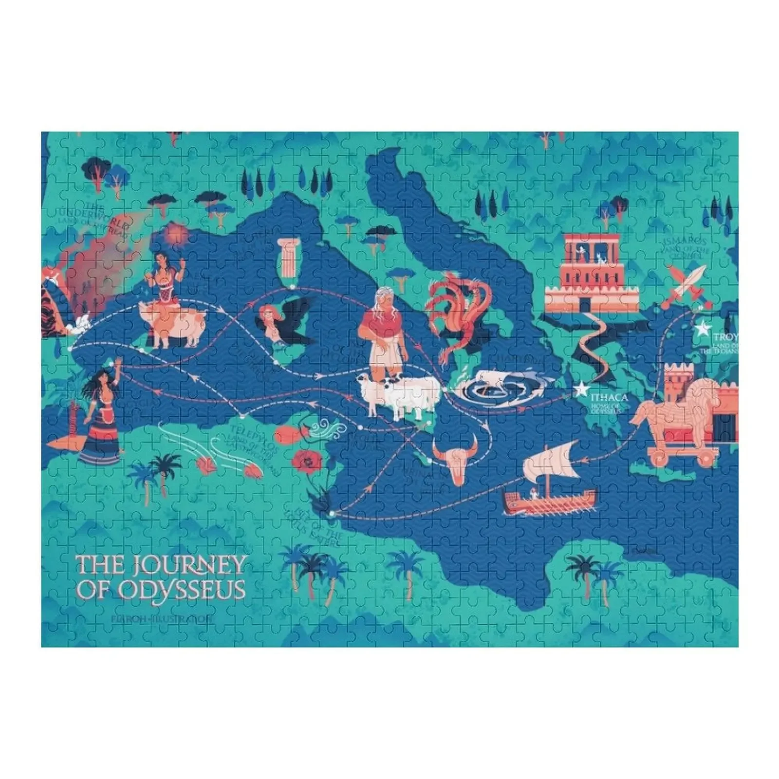 

Odyssey Map - The Journey of Odysseus Jigsaw Puzzle With Personalized Photo Customized Toys For Kids Personalised Toys Puzzle