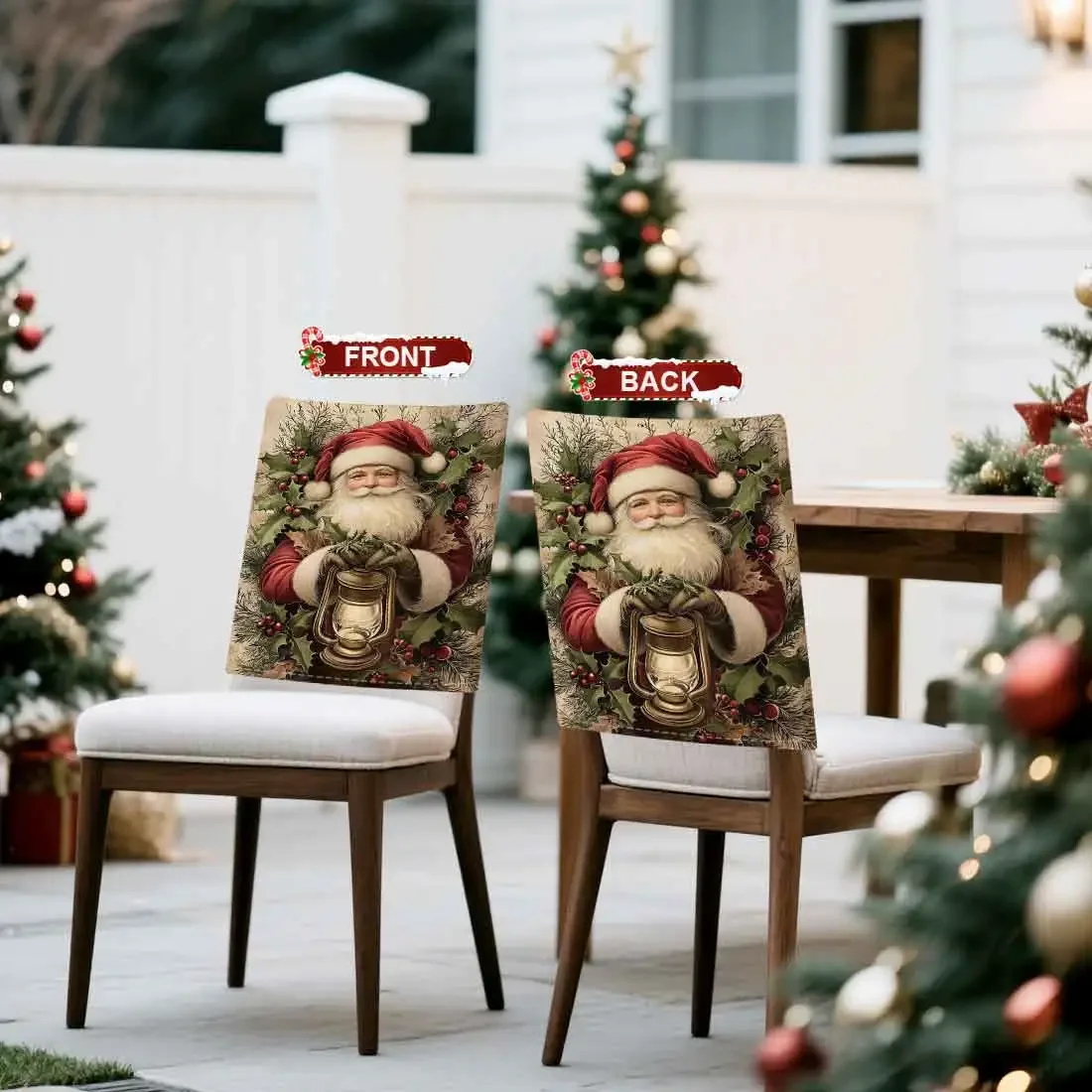 2/4/6pcs/set 45x55cm retro santa claus Chair Cover Table Decoration Dining Seat Chair Covers Dining Room Bar Party Banquate