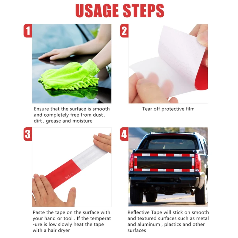 Waterproof Conspicuity Strong Adhesive Reflector Tape Warning Safety Reflective Tape For Vehicles Trailers Boats Signs