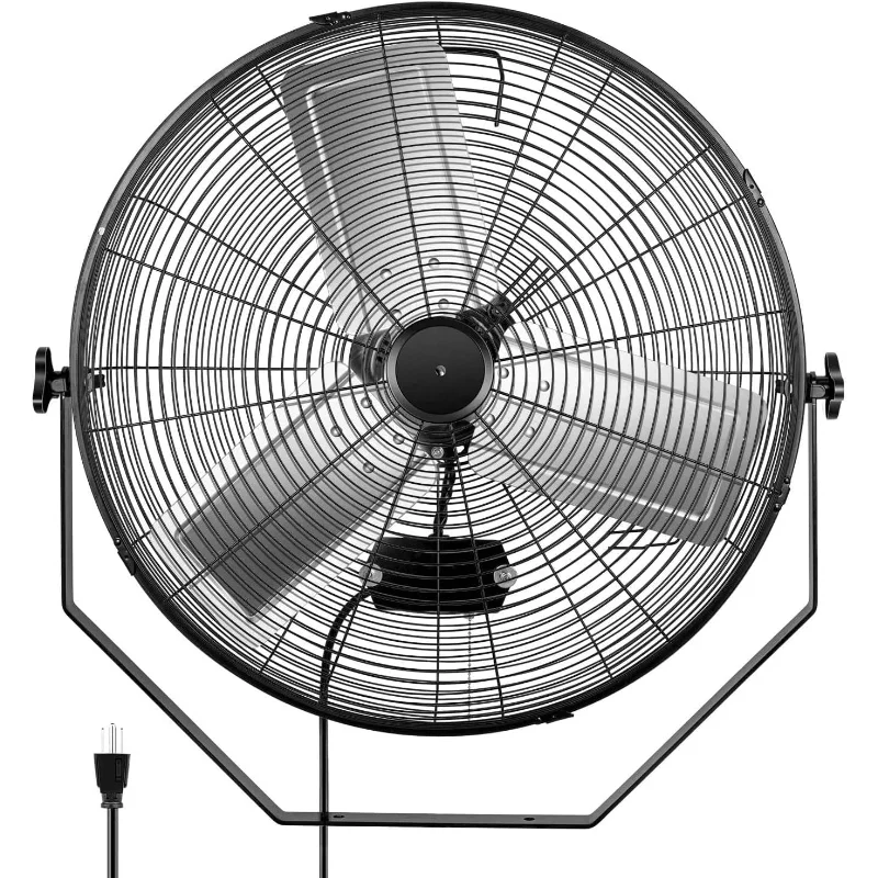 Ventilador de montaje en pared industrial Simple Deluxe de 24 pulgadas, ventilador de metal de ventilación comercial de 3 velocidades para almacén, invernadero, taller