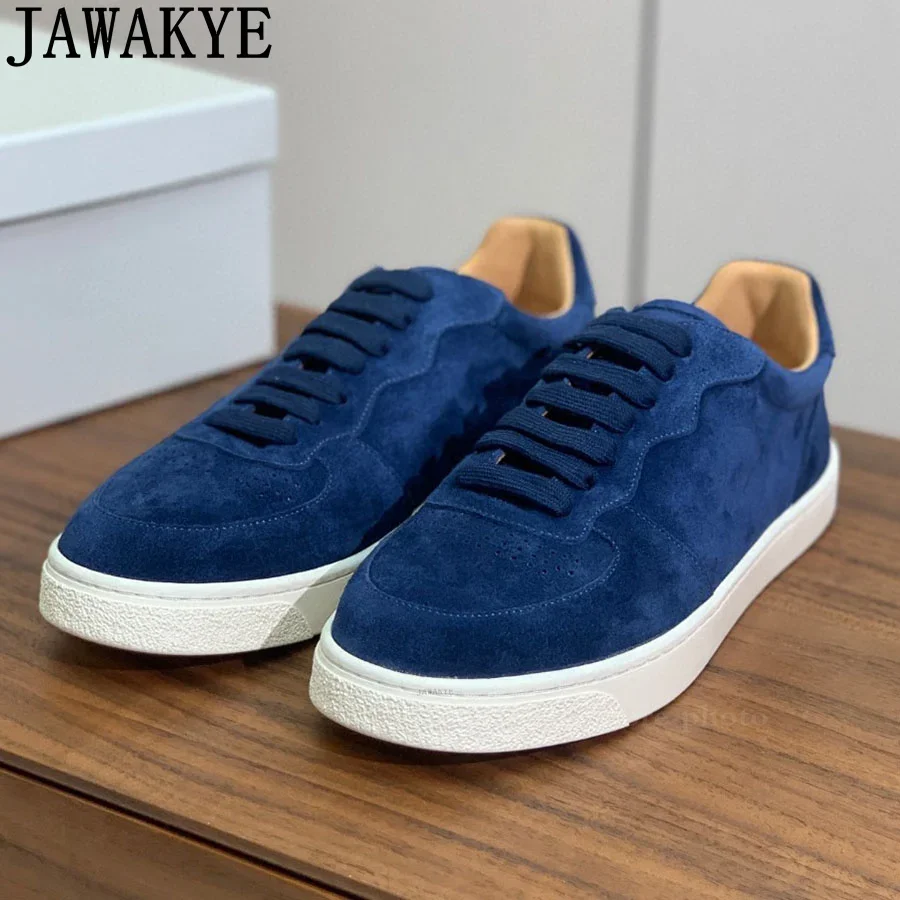 New Designer Man's Suede Flat Shoes Thick Bottom Casual Loafers Shoes Spring Hot Sale Comfort Running Shoes Sneakers Men