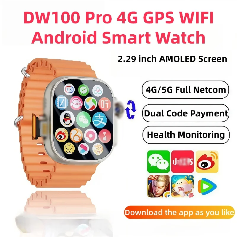 Jam Tangan Pintar DW100 2025 AMOLED 4G GPS AI Chat Robot Bluetooth Panggilan Jaringan Jam NFC Kompas Jam Tangan Pintar Pria Wanita