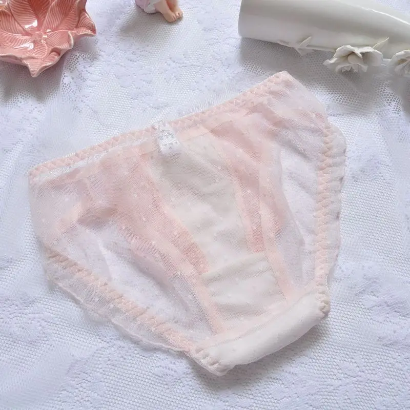 Girls Summer Lace Embroidered Big Flower Princess Sexy Maidens Panties Soft Transparent Knicker Mid-Waisted Naughty Cute Briefs