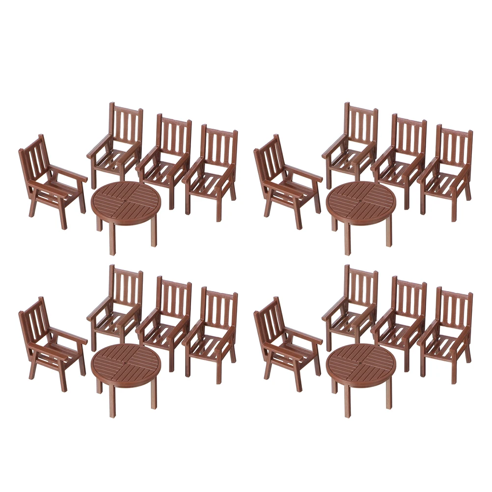 

4 set Mini Table Chair Set Dollhouse Simulation Furniture Accessories Plastic Outdoor Micro Scene Realistic Miniature Diorama