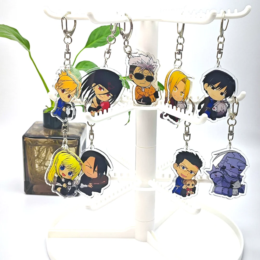 Cartoon Anime Lilo and Stitch Pendant Keychains Holder Car Key Chain Key Ring Mobile Phone Bag Hanging Fullmetal Alchemist