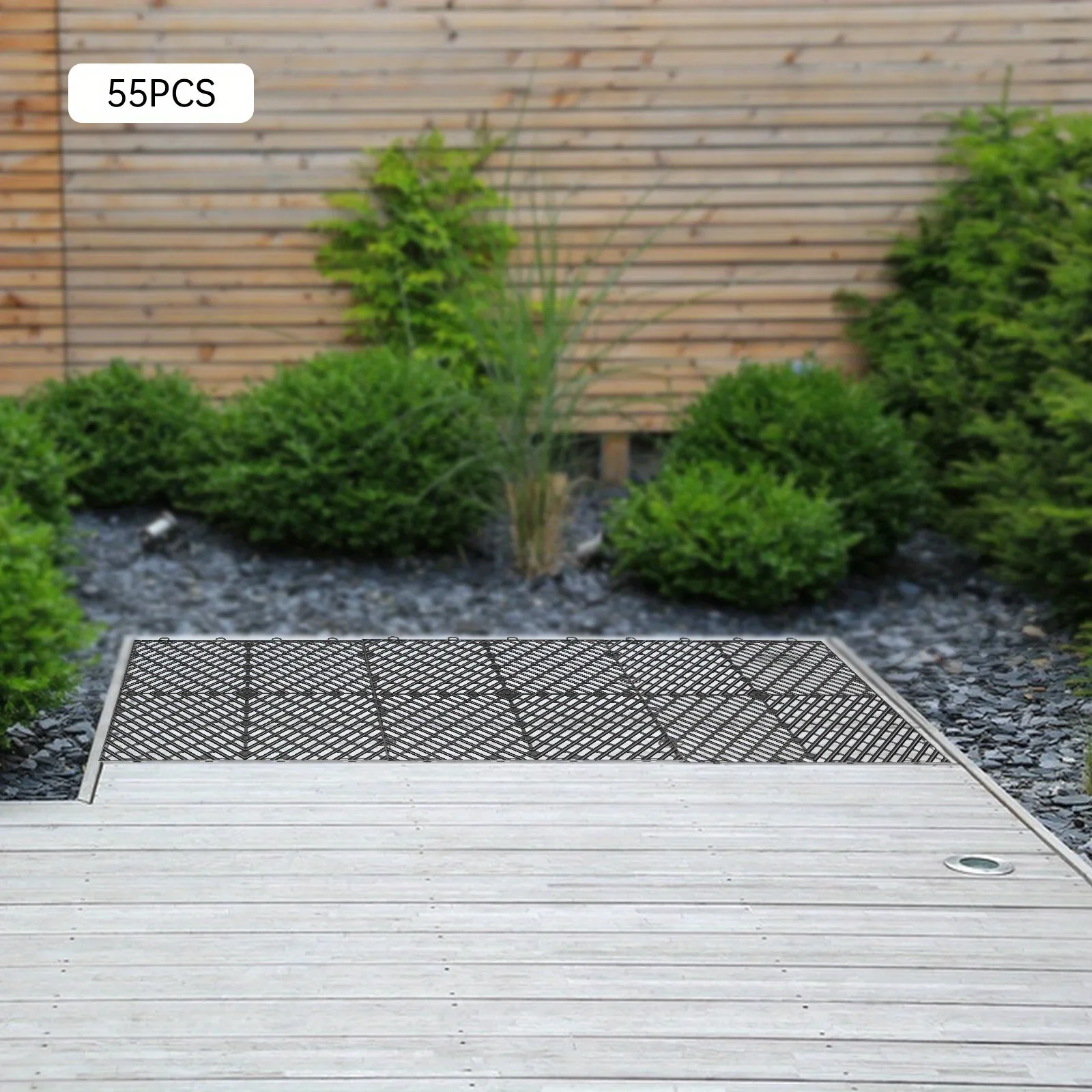 

55 PCS Interlocking Floor Mats PP Plastic Tiles 12x12 Inch Slip Proof for Pool Garage Patio Indoor Outdoor Use