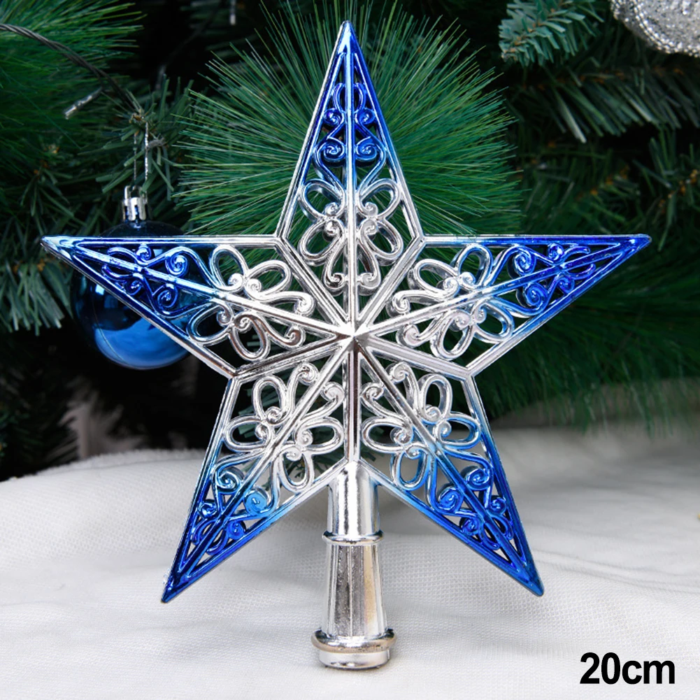 20CM Plastic Electroplated Hollow Three-Dimensional Christmas Tree Top Star For Home Decoration Ornaments Christmas Party