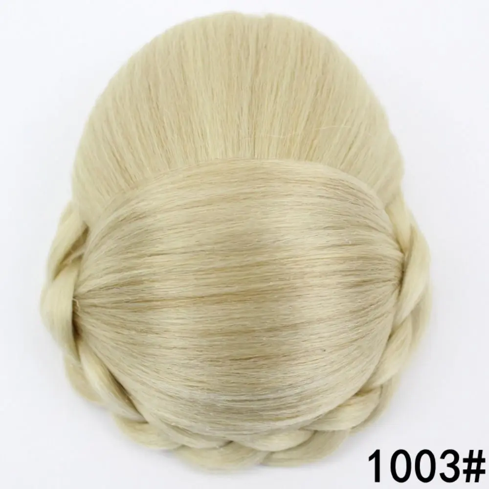 Kadın kızlar düz saç aksesuarları sentetik örgülü Chignon Hanfu saç Chignon gelin Hairpiece sahte saç Bun