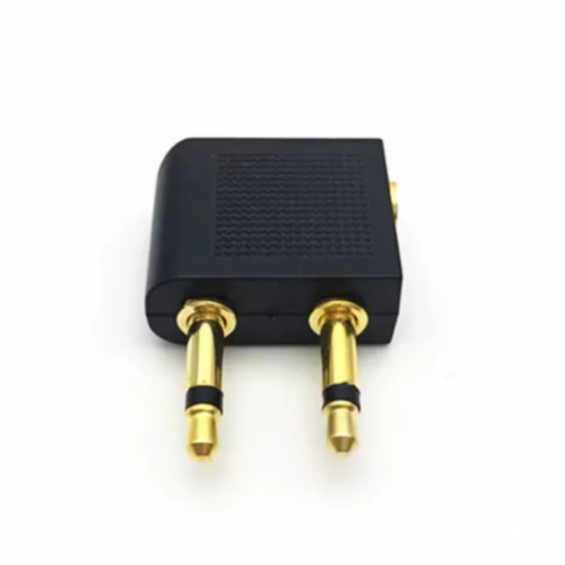 1pcs Gold Plane3.5mm Jack Audio Adapter, Airline Travel Earphone Audio Converter, Airplane headphone Tool Adaptor Accessories