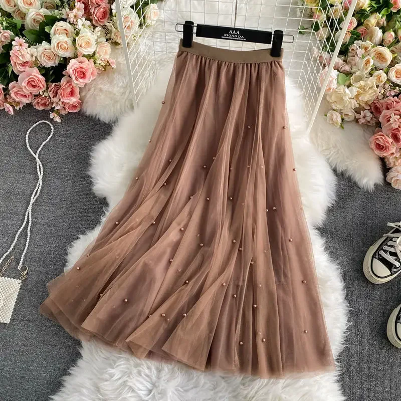 

Nail Bead Light Silk Veil Female Bust The New Spring/summer 2024 Show Thin of Tall Waist Long Joker A Word Super Net Veil P386