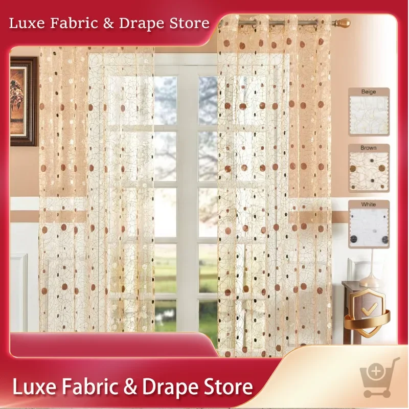 

Woven Embroidery Tulle Gauze Curtains for Living Dining Room Bedroom Modern Tulle Window Screens Finished Glass Gauze