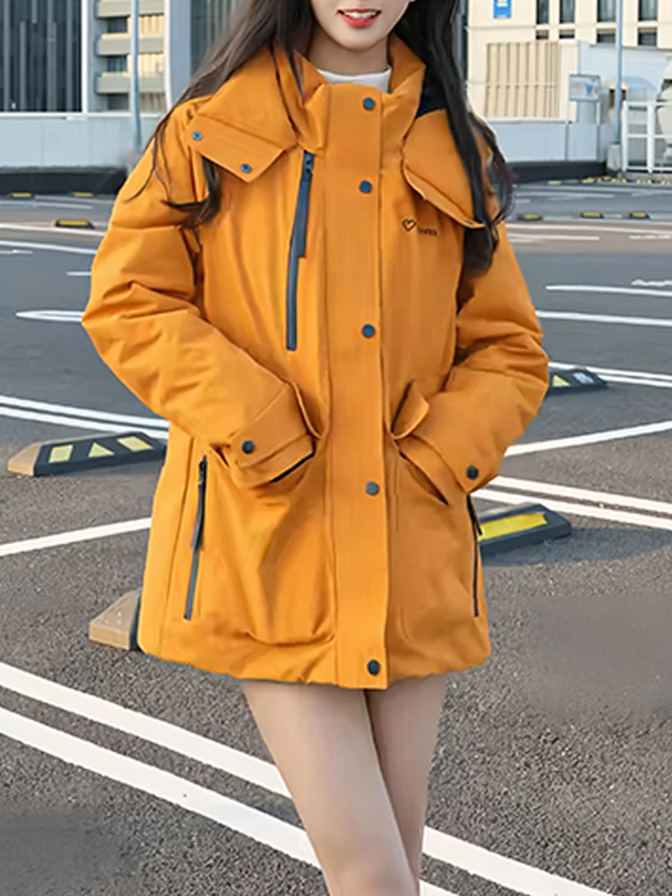 

Новая женская утепленная куртка Pike Down Cotton средней длины, ветрозащитная, для активного отдыха, осенне-зимняя, модная, в корейском стиле, свободного кроя