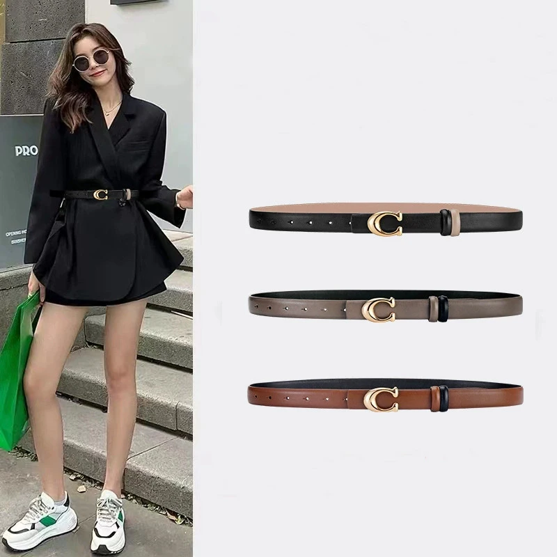 New Fashion C-shaped Smooth Buckle Durable Belt With Women's Business Casual Soft Belt Trendy Birthday Gift For Women