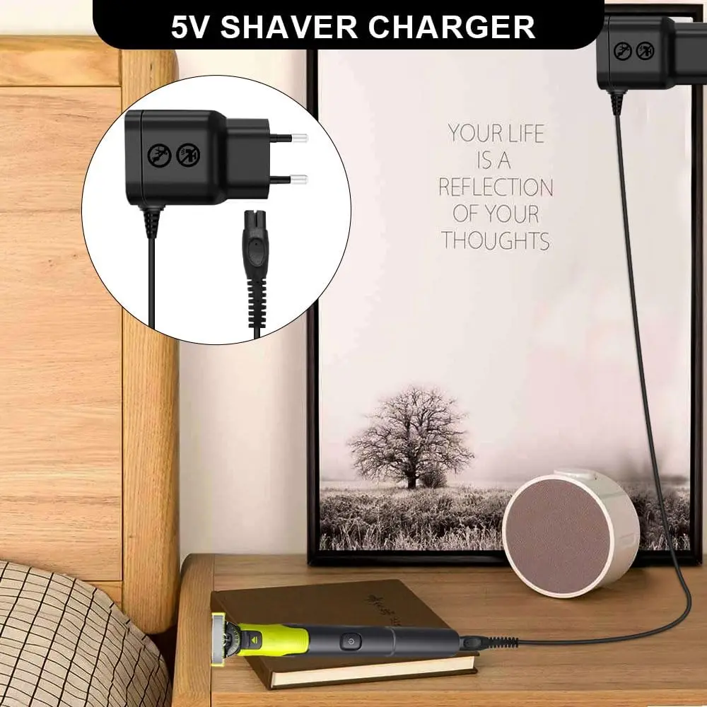 5V Shaver Adapter Charger Converter  EU Plug Fit for Philips One Blade QP2724 QP2834 QP1424 QP1924 QP4631 Beard Trimmer