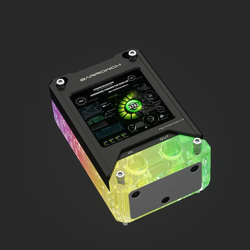 BARROWCH CPU Water Cooler For AMD,AM5,AM4,AM3+,AM3,FM2 Platform With Temperature Monitor Display Screen Block,FBLTHDA-04N V2