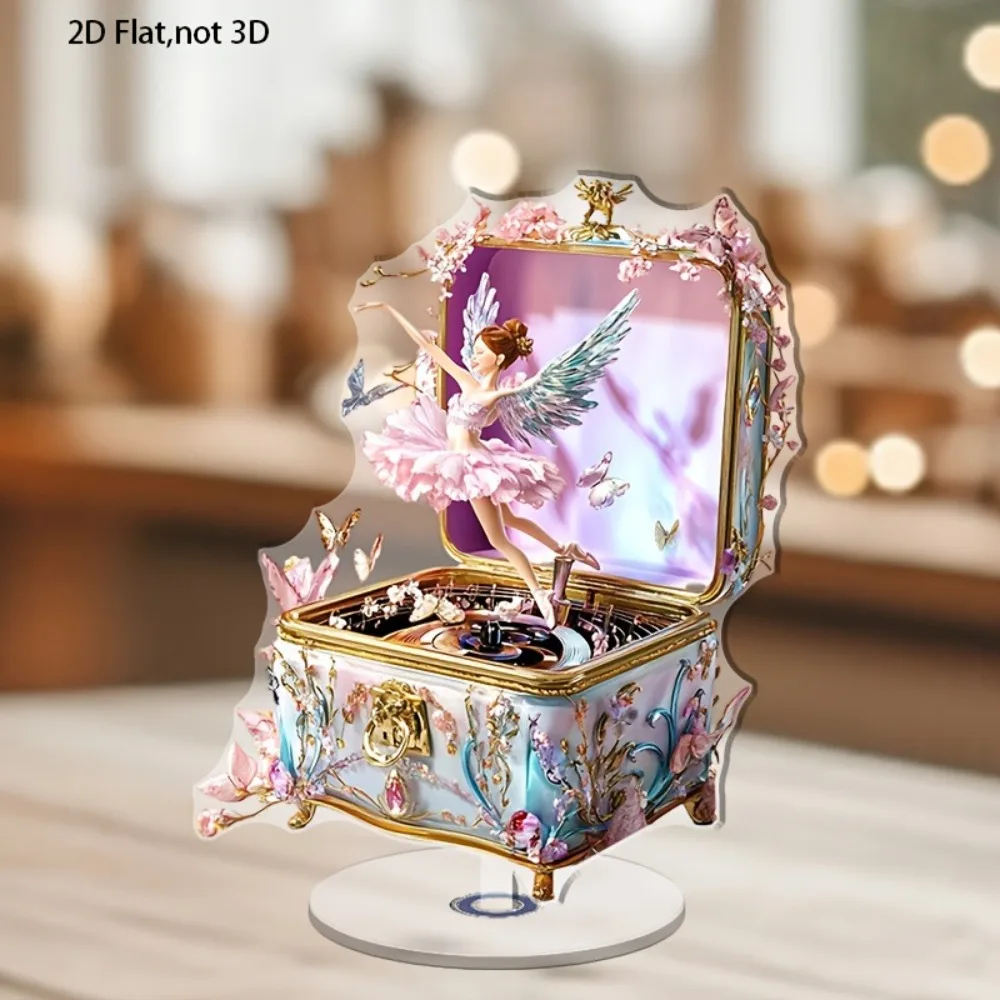 

2D Flat Rotating Acrylic Music Box with Colorful Table Decoration for Dancing Angels or Ballerinas