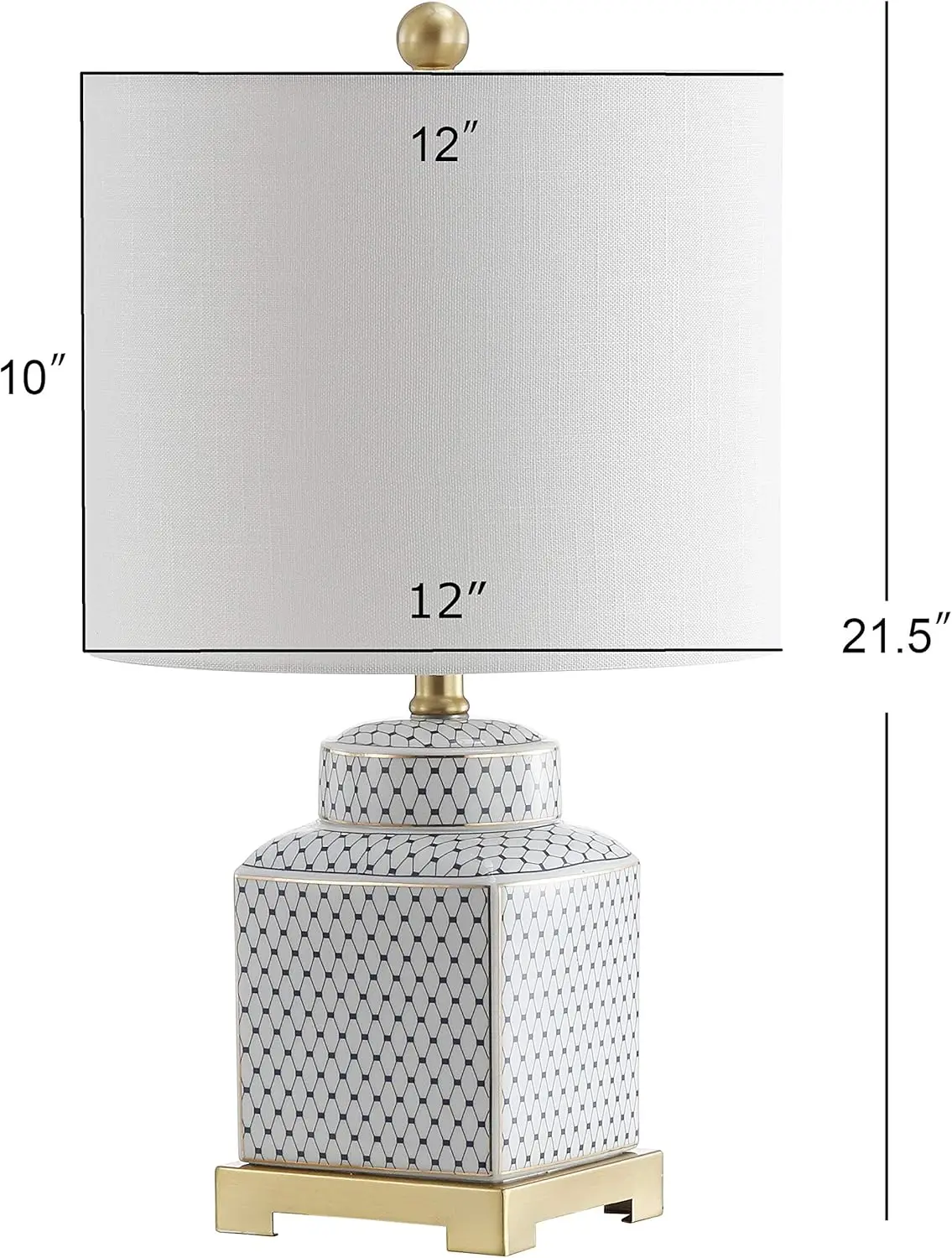 Lampada da tavolo a LED in ceramica/metallo con barattolo di zenzero da 21,5", bianco/blu scuro per camera da letto, soggiorno, ufficio