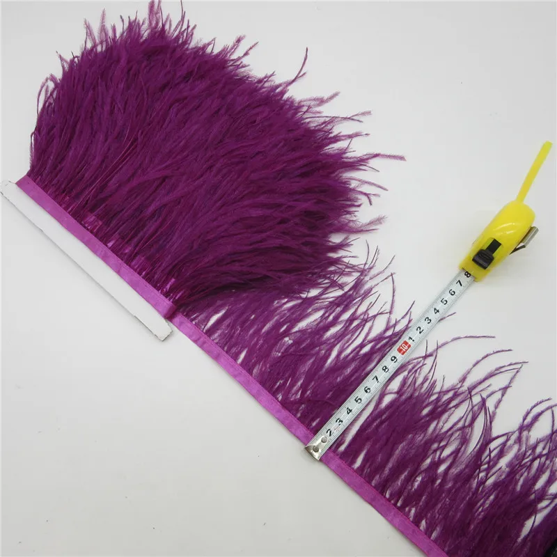 10Yards Natural Ostrich Feather Trims Ribbon Length 10-15cm Feather Trim Fringe DIY Costumes Sewing Clothing Accessories