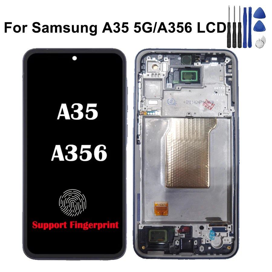 Pantalla Super AMOLED para Samsung A35 5G, pantalla LCD A356B A356E A356U, digitalizador de pantalla táctil para Samsung A35 LCD