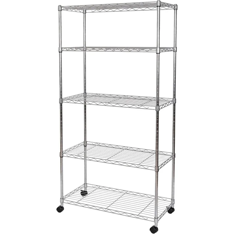 5-Tier Wire Shelving with Wheels, 5-Tier, 30