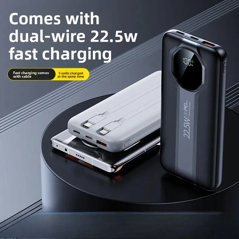 for Cross-border Super Fast Charging Power Bank 20000mAh with Built-in Cable Mini Portable Mobile Power Gift Wholesale