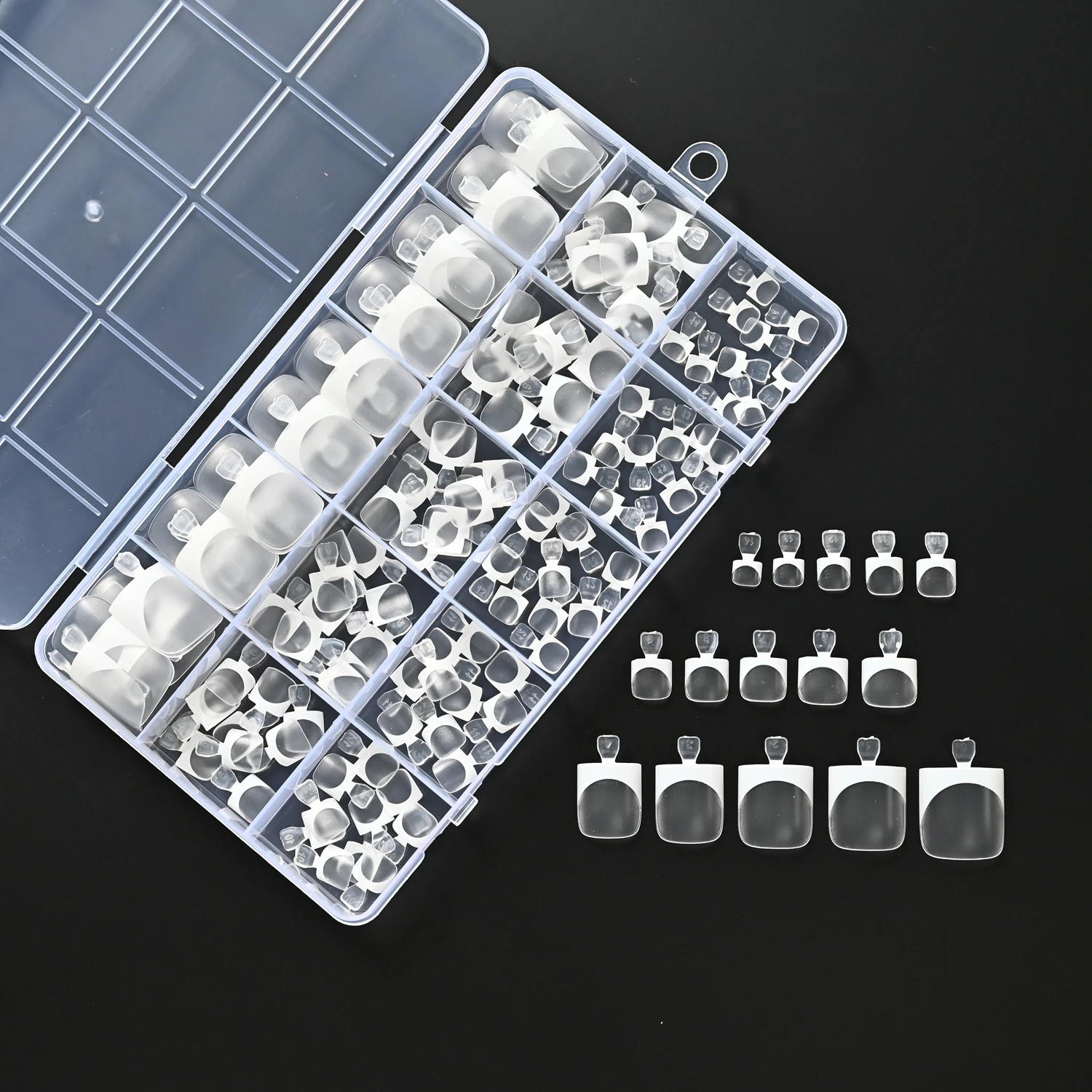 150Pcs 15Sizes Clear French Press On Toenails Short Square Fake Toe Nails White Edge Design Summer Beach Daily False Foot Tips 1 view 5