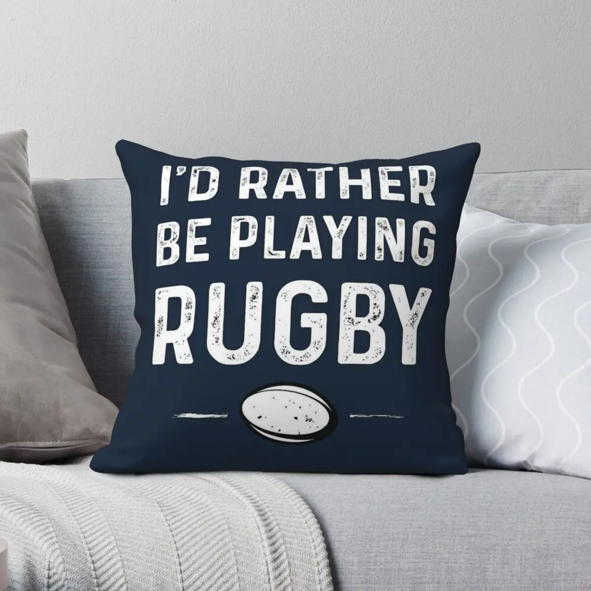 Oldukça Rugby kare yastık oynamak Polyester keten kadife yaratıcı Zip dekor atmak yastık kılıfı odası minder örtüsü