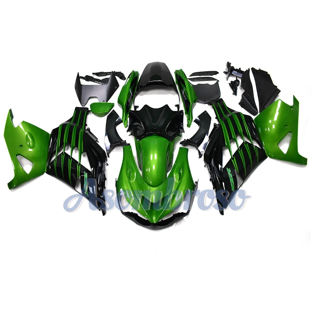 

Комплект обтекателей в классическом стиле для Kawasaki Ninja ZX14R 2012, 2015, 2019, 2021, 2013, 2016, 2014, 2018, Zx14, Zx-14r, зеленый с черным, комплект.