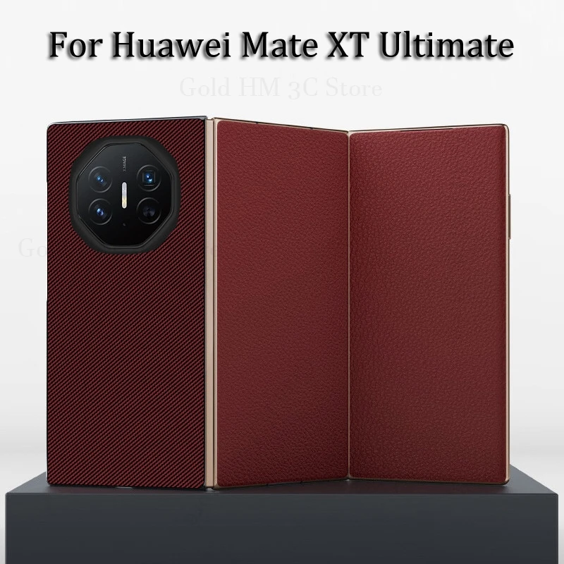 

For Huawei Mate XT Ultimate Kevlar Pattern Leather Phone Case For HUAWEI Mate X3 X5 X2 XT Hard PC Bumper Protection Phone Cover