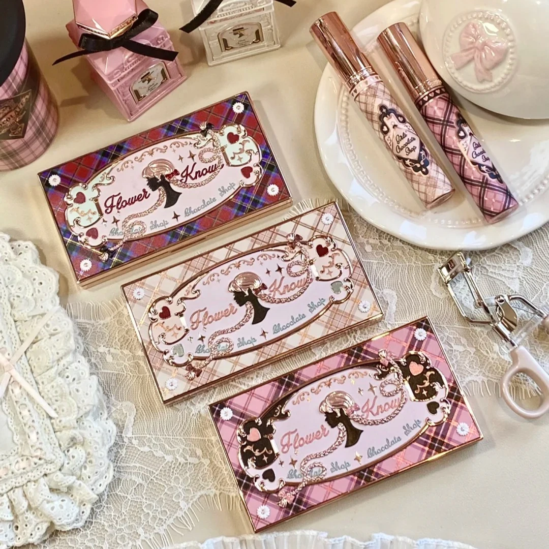 

Палетка теней для век Flower Knows Chocolate Shop, 8 цветов: шиммер, матовые, хамелеон, прессованные блестки, стойкие тени для век