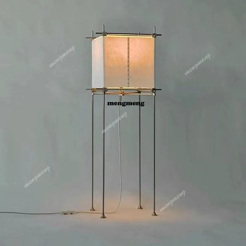 

Designer retro handmade floor lamp wabi wind living room B & B tea room washable paper stainless steel study desk lamp