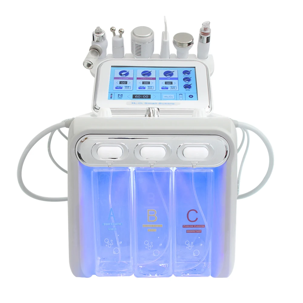 New 6 in 1 Facial Oxygen Jet Peel Hydro Dermabrasion Pore Shrink Skin Care Blackhead Remover Face Cleaning Machine Beauty Health