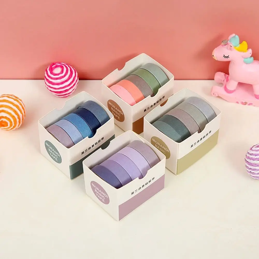 5Rolls/box Handbook Tape Solid Color Students Stationery Masking Tape Scrapbooking Adhesive Tape Decorative Tape Tape Set