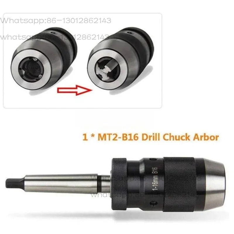MT2-B18 Keyless Self-Tightening Drill Chuck MK2 Live Core Mandrel, 1-16mm Durable Taper Steel Lathe Accessory