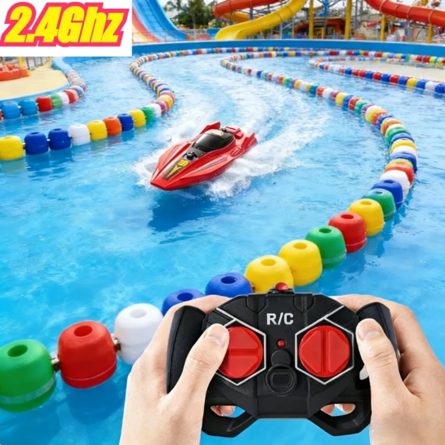 Mini RC Boat for Kids Adults, 2.4G 25KM/H High Speed Waterproof RC Speedboat, Dual Motor Racing Boat for Pool Lake