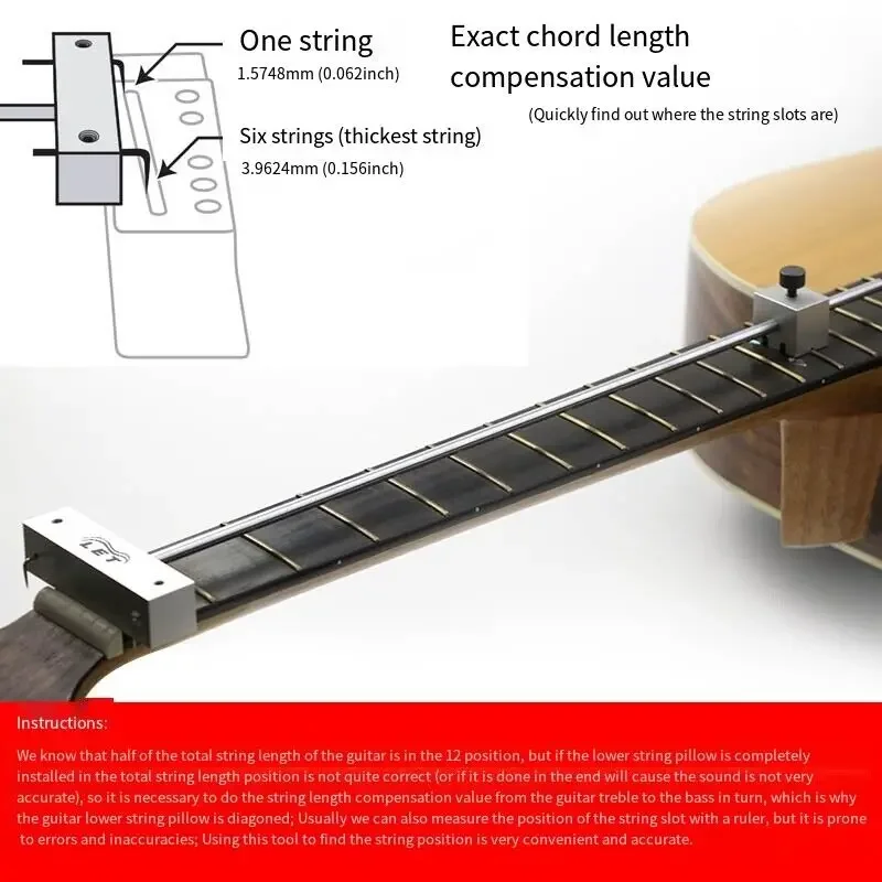 Folk Guitar String Length Measurement Compensation Slide Nut Groove Calibrator Repair Tool