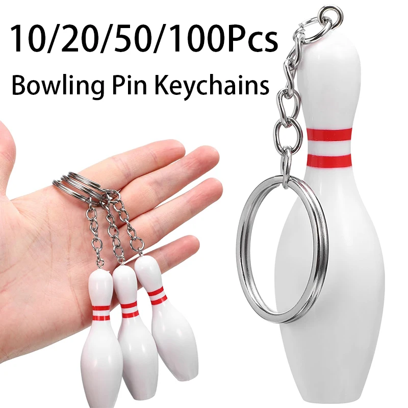 

10-100Pcs Bowling Pin Keychains for Team Giveaways Sports & Souvenir Favors Victory Parties Gifts for Athletes Coaches