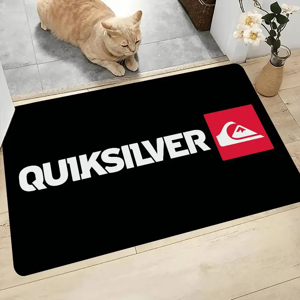 Alfombra de suelo Q-Quiksilver con logotipo clásico, alfombra antideslizante para cuarto de lavado, decoración para lavandería, balcón, sala de estar infantil, alfombrillas para mesita de noche