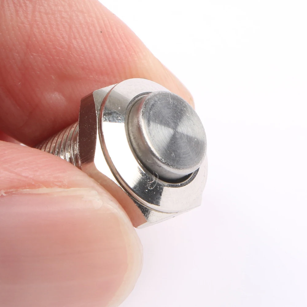 8mm 10mm 12mm wysoka płaska kula sferyczna okrągła metalowa chromowana przełączniki przyciskowe z diodą LED pin NO NC teminal — zdjęcie 3