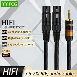 YYTCG Hifi 3.5mm to 2 XLR Male Cable High Quality OFC 3.5mm to XLR 3 Pin Adapter for PC Headphone Amp MP3 Mixing Console