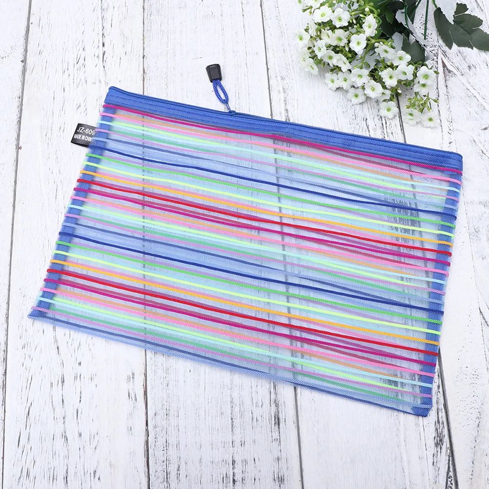 

14 Pcs Nylon File Bag Mesh Zipper Stationery Storage Document Organizer Portable