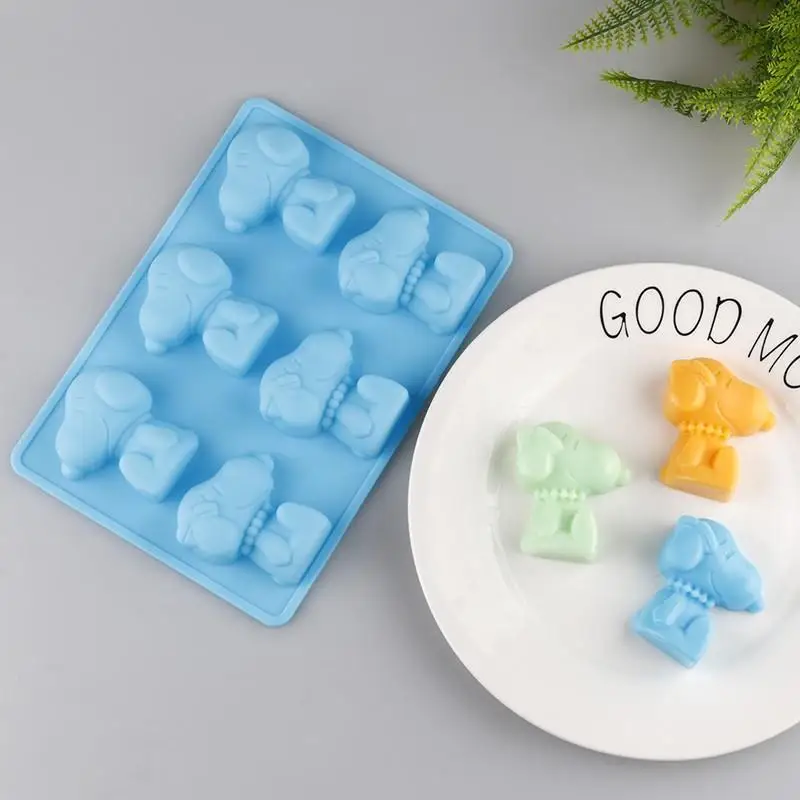 Cube de gelo snoopy bandejas de silicone dos desenhos animados moldes de chocolate reutilizáveis moldes de doces molde de cozimento de silicone para