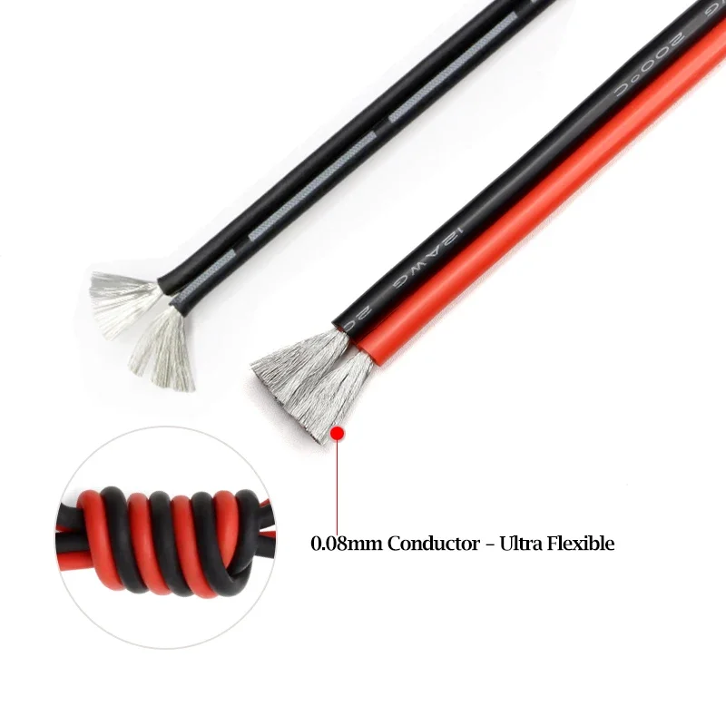 1~50m Extra Soft Silicone Parallel Wire 30 26 24 22 20AWG Flexible Heat Resistant Car Auto Battery Solar Panel 2pin Copper Wires