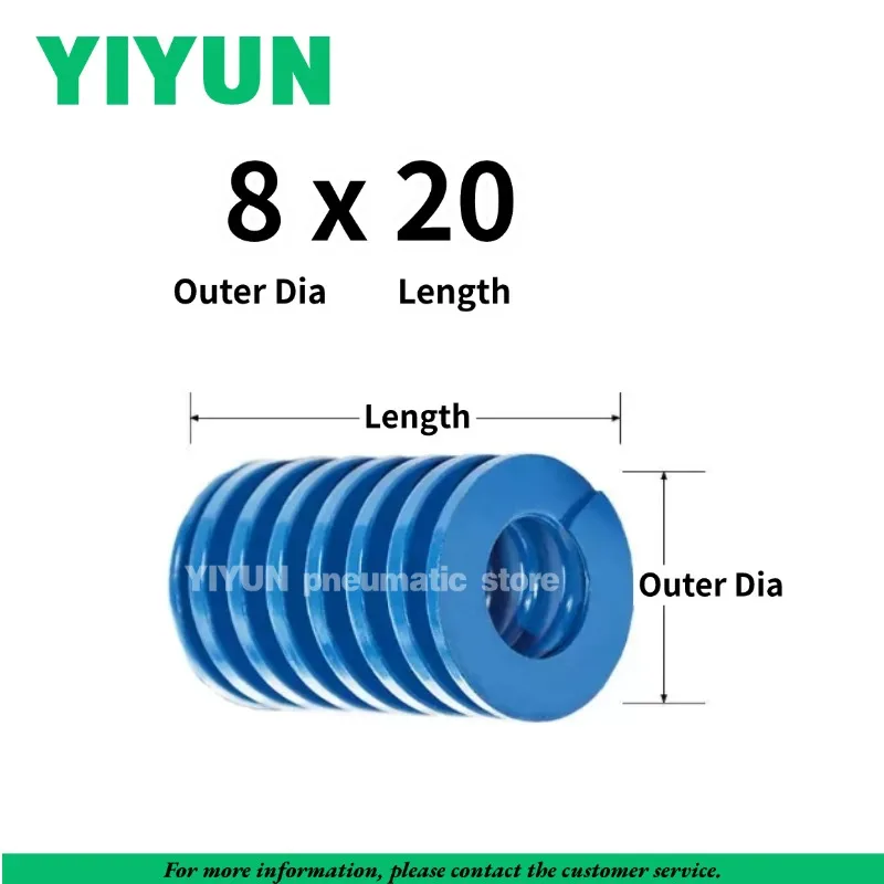 4pcs Blue Mold Spring 65Mn TL Light Load Die Compression Spring for Industrial Mould OD 8 10 12 14 16 18 20 22 25mm