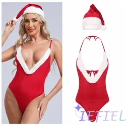 Santa Claus Cosplay Costume Sexy Lingerie Women Christmas Cosplay Party Suit Backless Bodysuit Camis Corset Sleepwear Underwear